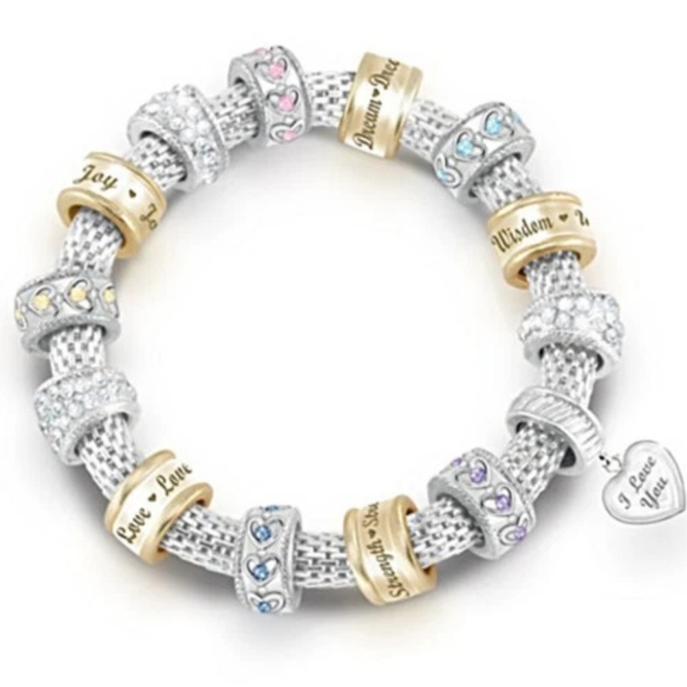 "Message from the Heart" Silver/Gold Beaded Bracelet for Daughters NEW